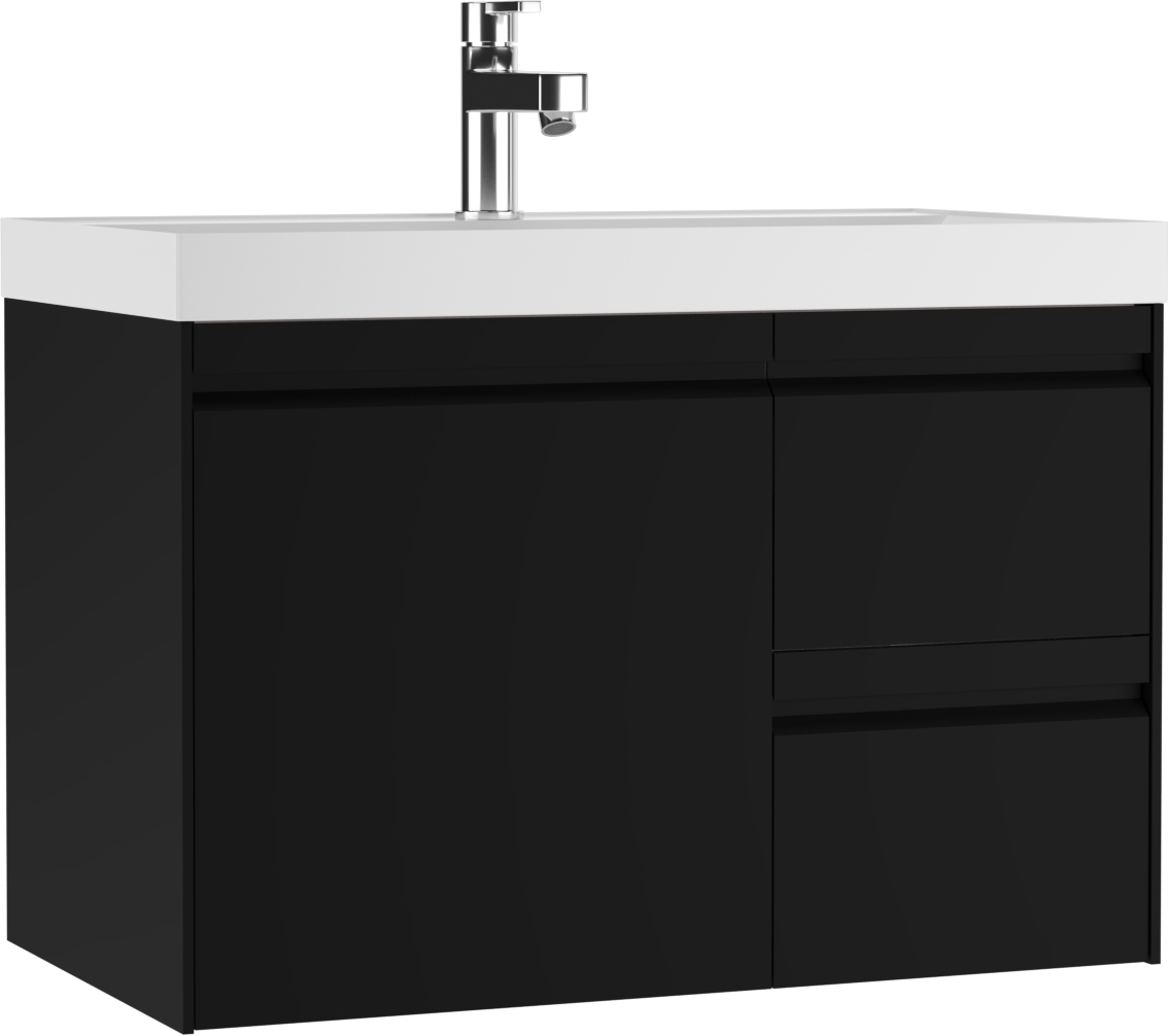 Тумба подвесная под умывальник "ЮНИТ 80" (Unit) Челси (Chelsea) В2 Черный Домино