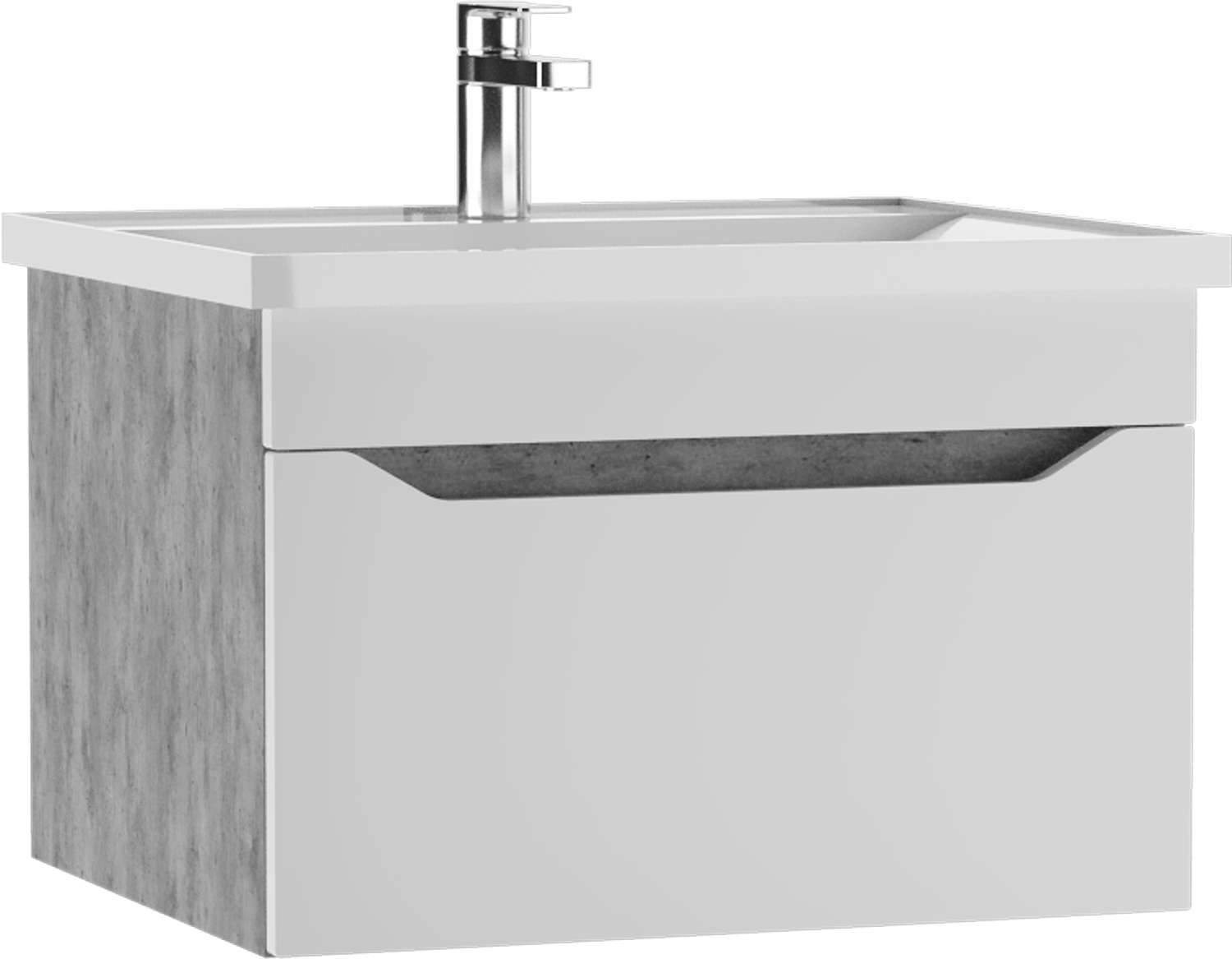Тумба подвесная под умывальник "НОВА 60" (Nova) Ева с одним ящиком В1 Бетон АЙСБЕРГ