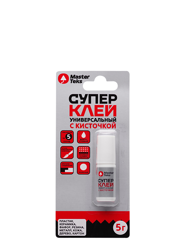 MasterTeks супер-клей цианоакрилатный универсальный с кисточкой 0,005 прозрачный_фото_ЛИЦО