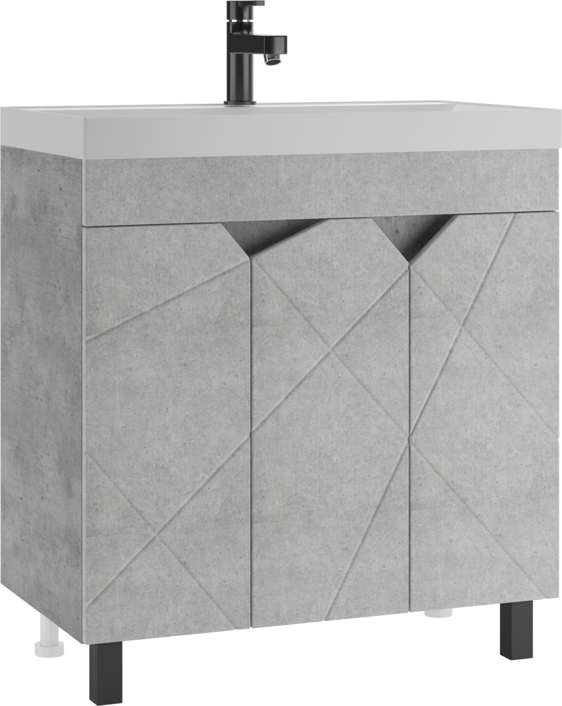 Тумба под умывальник "ЮНИТ 80" (Unit) Вектор (Vector) св бетон без ящика Домино