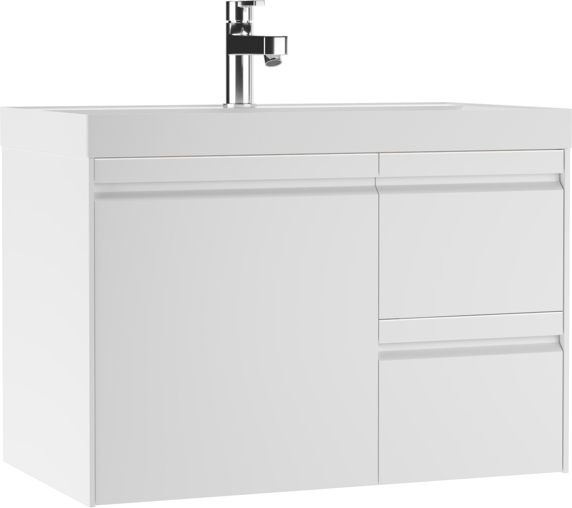 Тумба подвесная под умывальник "ЮНИТ 80" (Unit) Челси (Chelsea) В2 Белый Домино