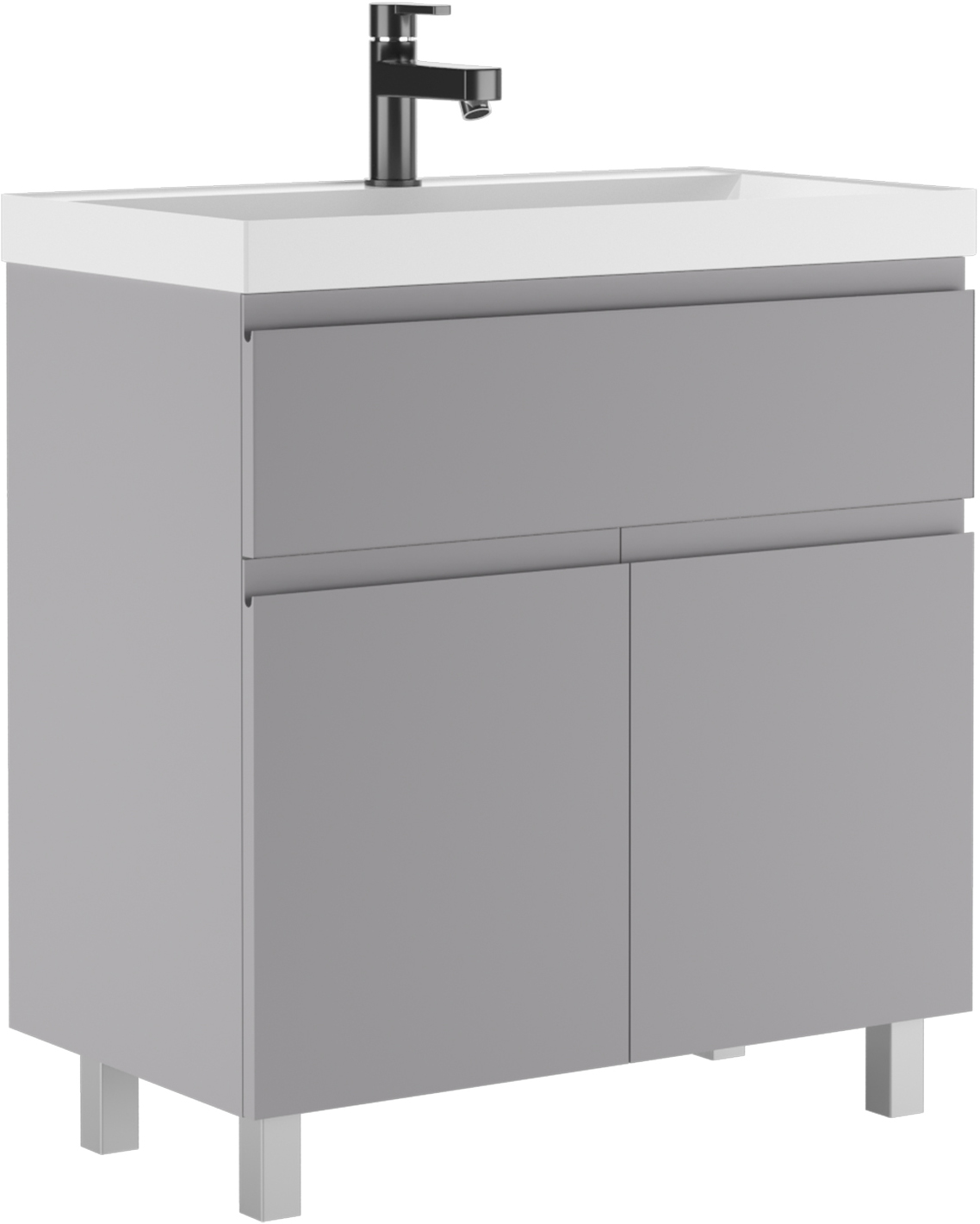 Тумба под умывальник "ЮНИТ 80" (Unit) Графо (Grafo) светло-серый матовый В1 Домино