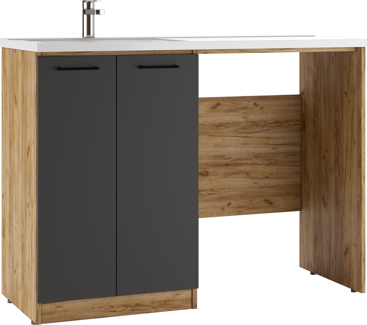 Тумба под умывальник "Космос 120" лев/прав Крафт (Craft) с корзиной Домино