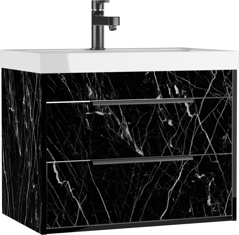 Тумба подвесная под умывальник "ЮНИТ 70" (Unit) Форта (Forta) B2 Черный Домино