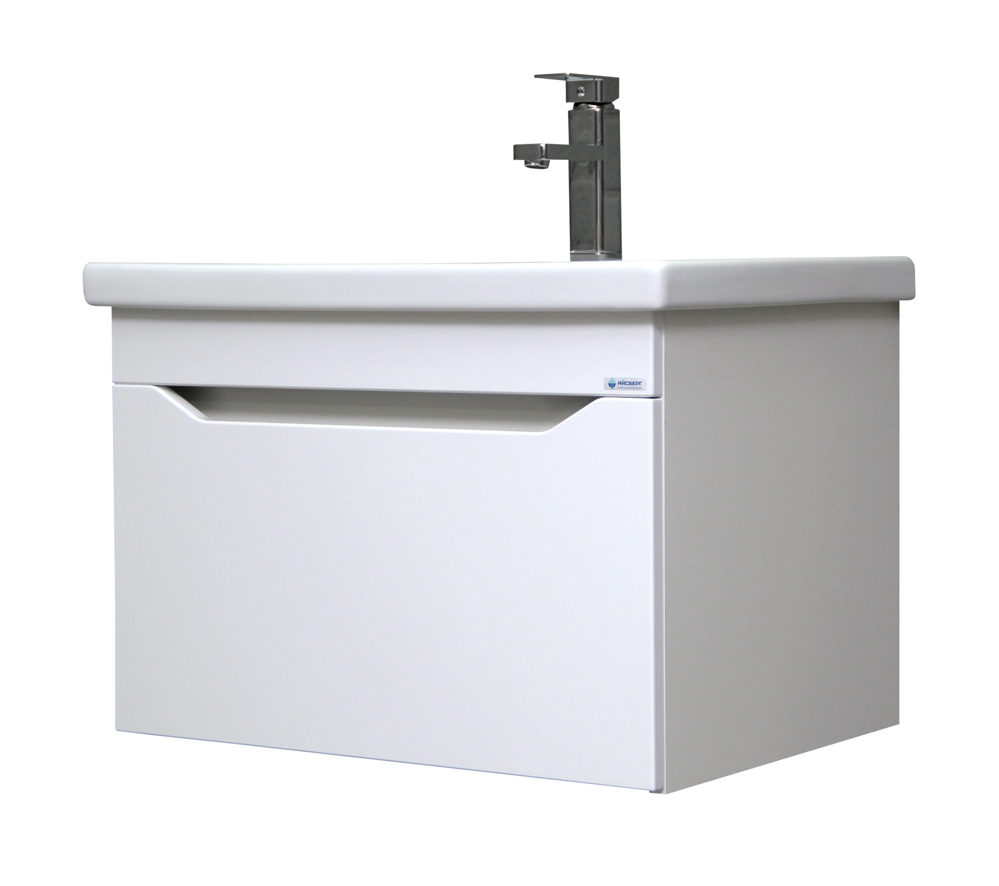 Тумба подвесная под умывальник "Como 60" Ева с одним ящиком В1 Айсберг*